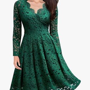 Hunter green, tea length, special occasion dress. Worn once to a wedding